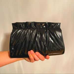 Vintage black patent convertible clutch